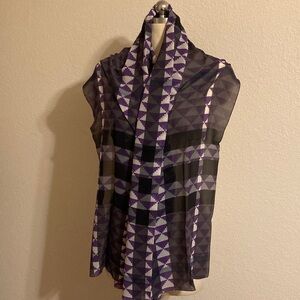 Burberry Geometric Purple and Black Sheer Scarf